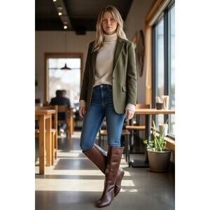 Loeffler Randall Mob Wife Python Knee-High Boots, brown cognac python, size 8B